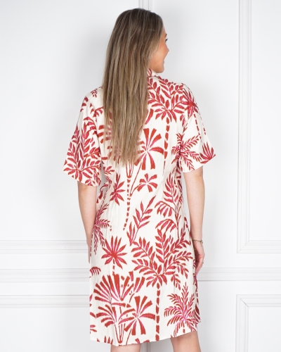JURK MET PRINT ECRU/ROOD