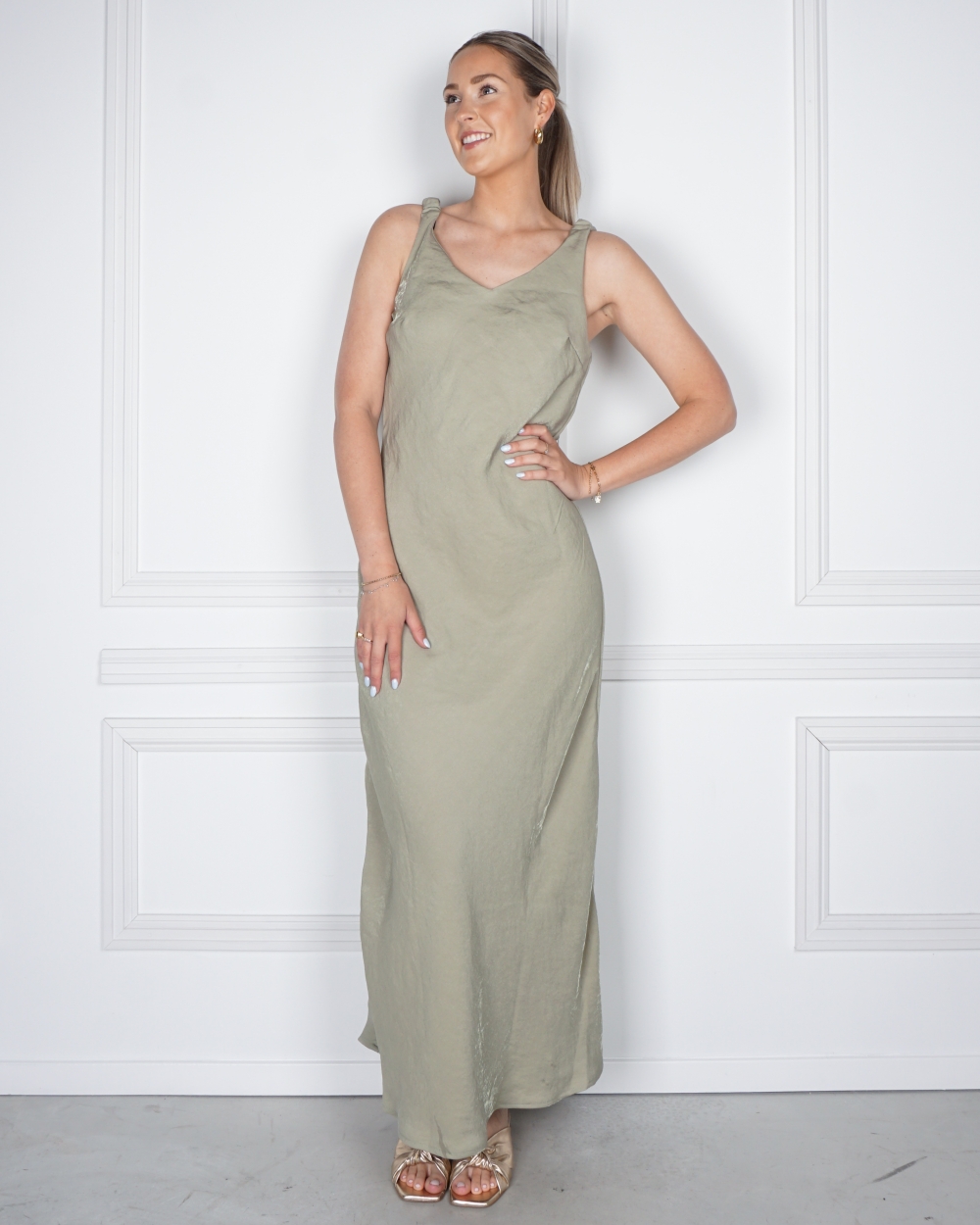 GROENE SATIN LOOK JURK