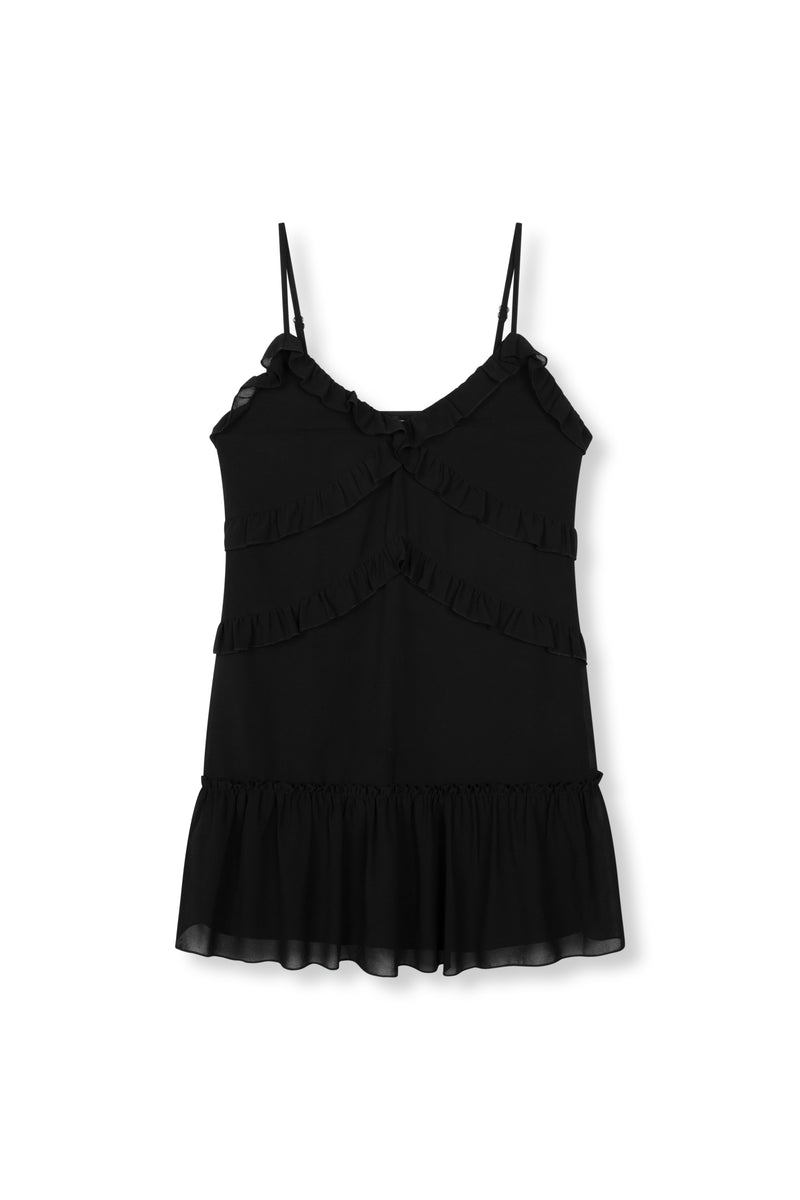 WOVEN FLOWY DRESS CHIARA ZWART