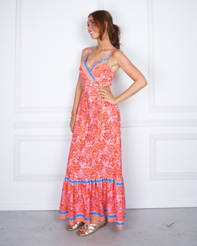 Gossip JURK MET PRINT EN OPEN RUG ROZE