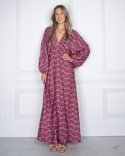 Gossip WILDFLOWER MAXI JURK BRUIN LILA