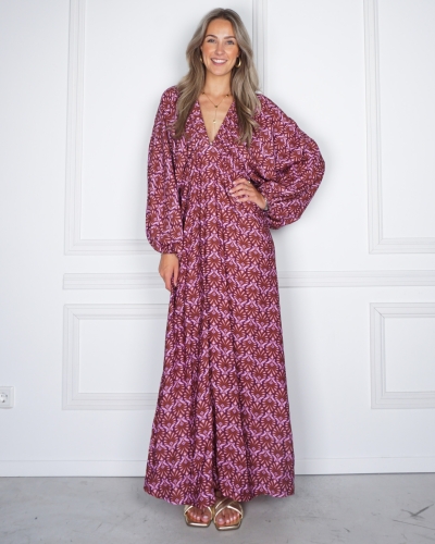 WILDFLOWER MAXI JURK BRUIN LILA