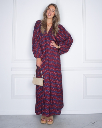 Gossip WILDFLOWER MAXI JURK CHERRY RED BLAUW