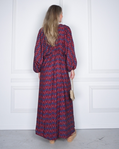 WILDFLOWER MAXI JURK CHERRY RED BLAUW