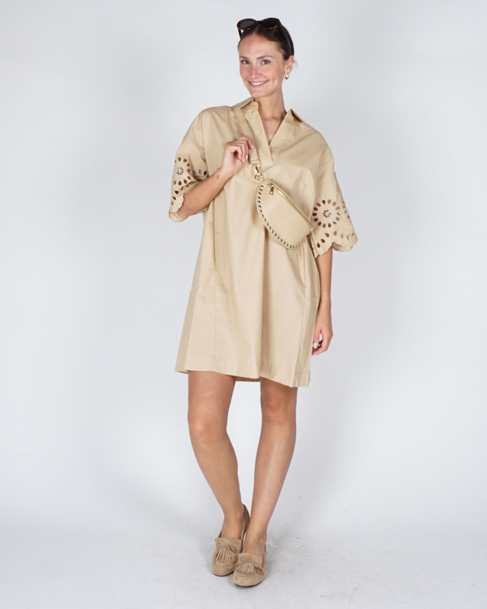 CEYLIN JURK MET EMBROYDERIE BEIGE 