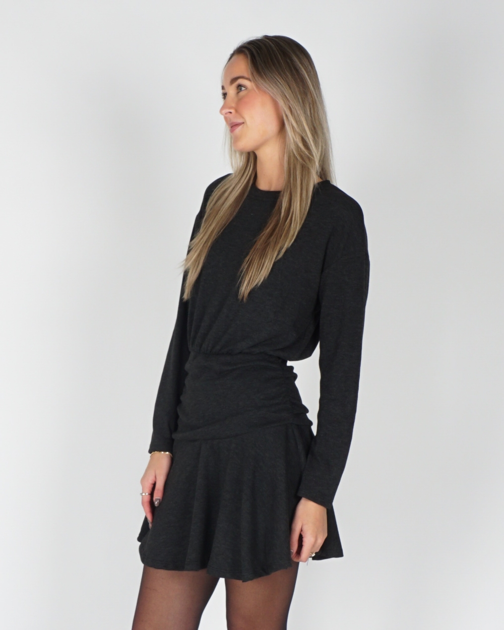JURK RUFFLE ANTRACIET