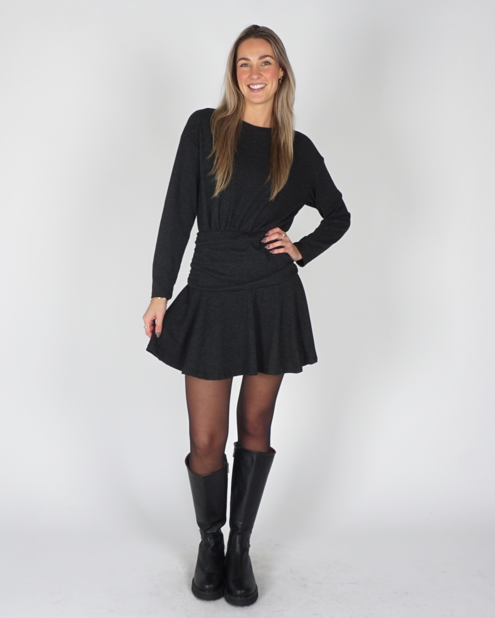 JURK RUFFLE ANTRACIET