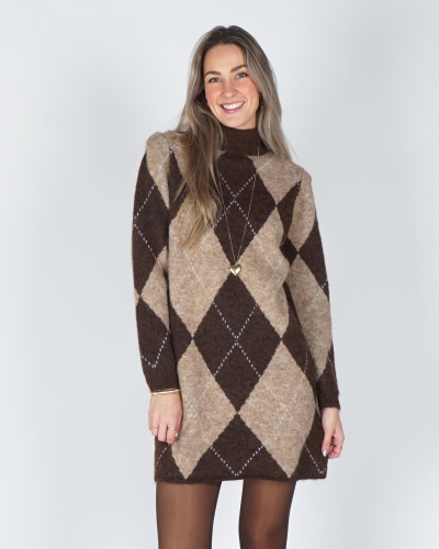 Gossip GEBREIDE JURK GERUIT CAMEL/BRUIN
