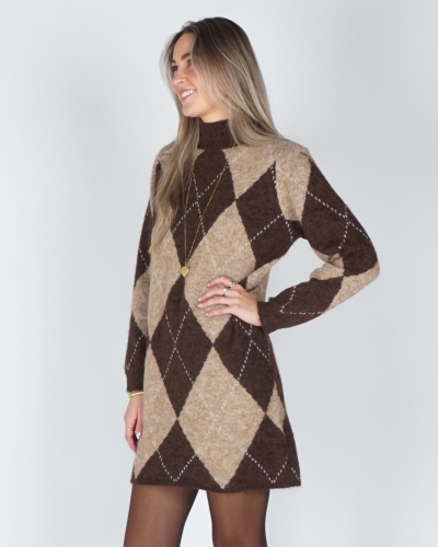 Gossip GEBREIDE JURK GERUIT CAMEL/BRUIN
