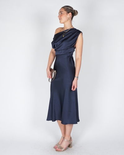 Neo Noir JURK LILITH SATIJN DONKER BLAUW