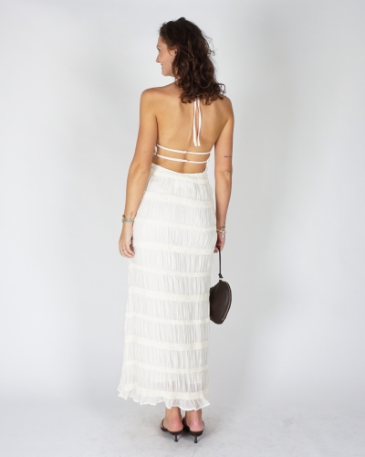 MAXI HALTER JURK ECRU