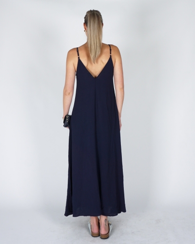 LANGE JURK SPAGHETTIBANDJES DONKERBLAUW