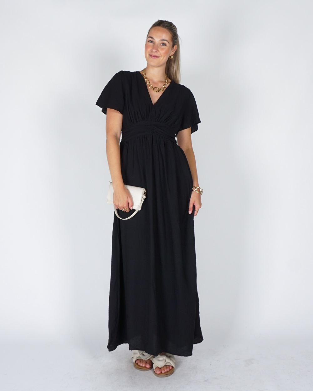 MAXI JURK V-HALS ZWART