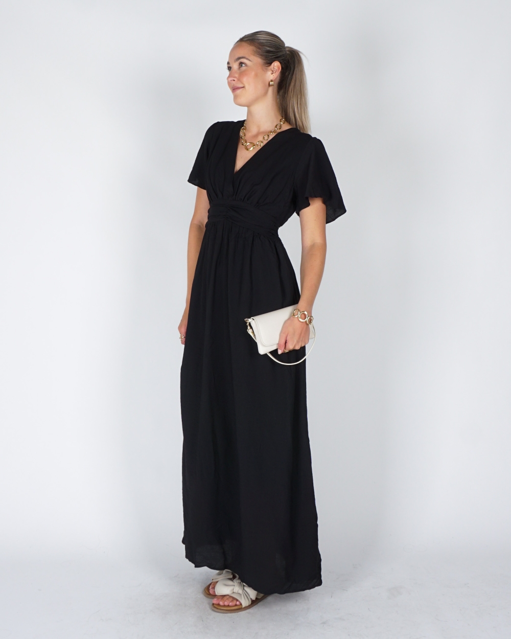 MAXI JURK V-HALS ZWART