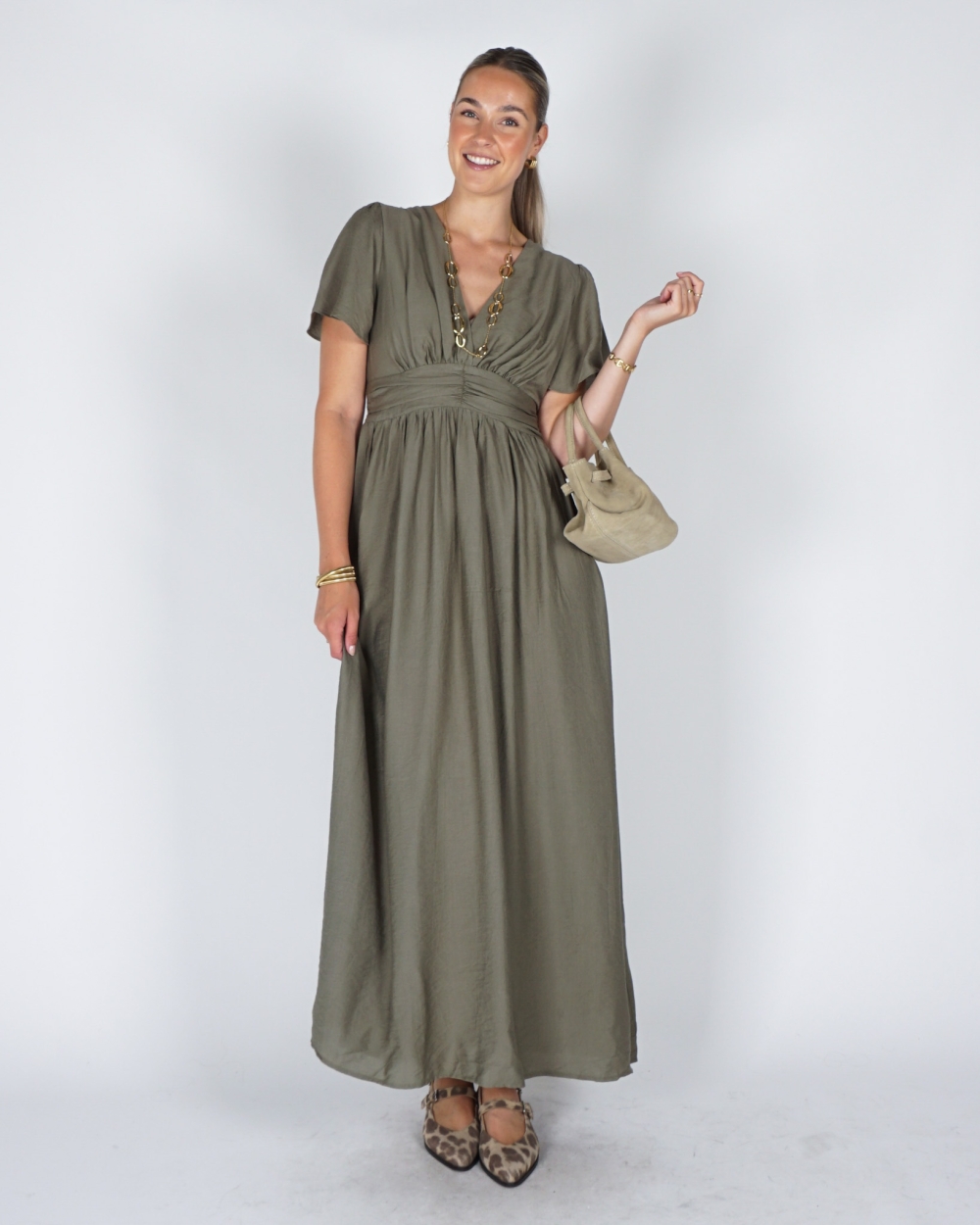 MAXI JURK V-HALS GROEN
