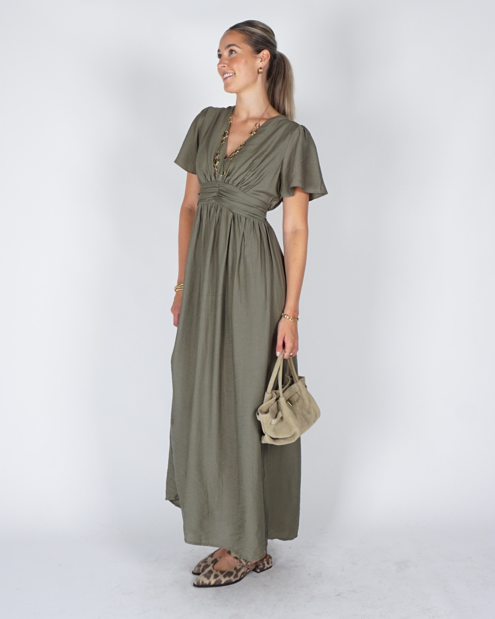MAXI JURK V-HALS GROEN
