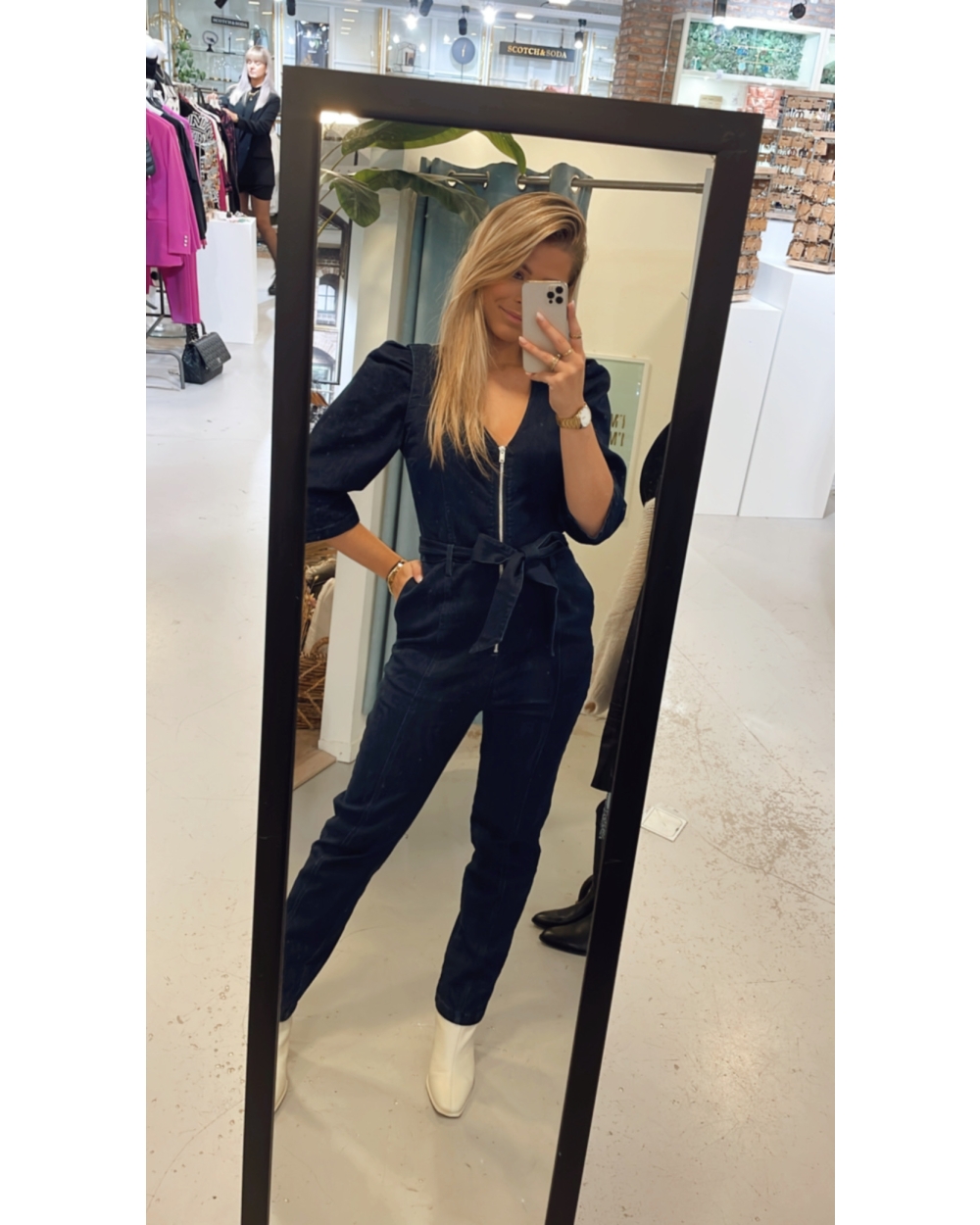STRETCH DENIM JUMPSUIT 