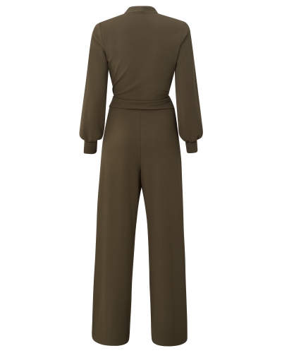 JERSEY JUMPSUIT DONKERGROEN
