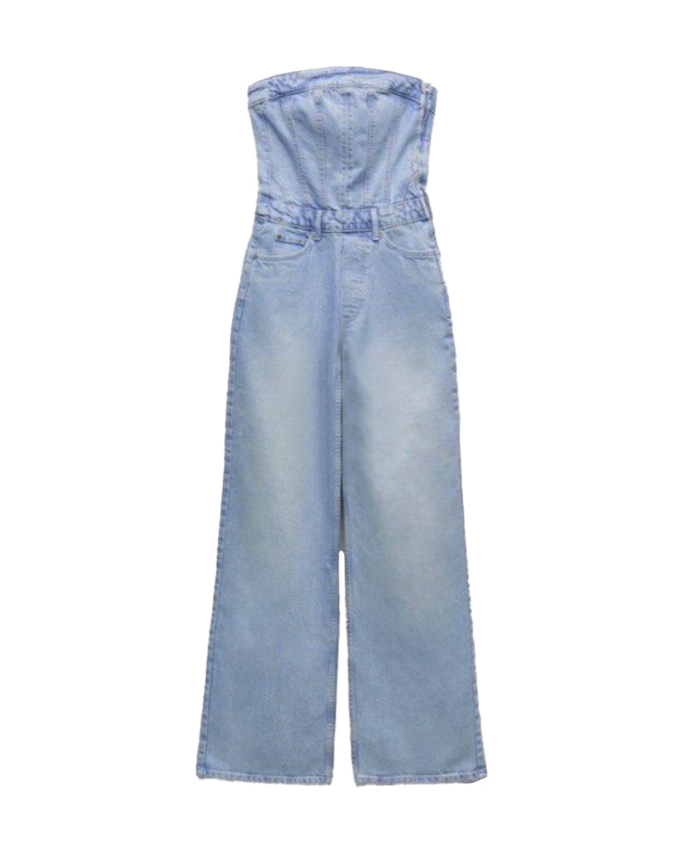 DENIM JUMPSUIT STRAPLESS