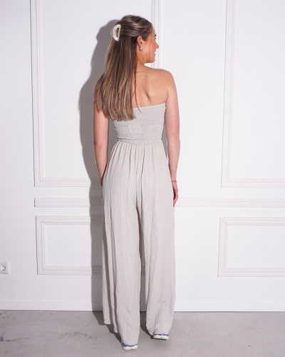 STRAPLESS JUMPSUIT BEIGE