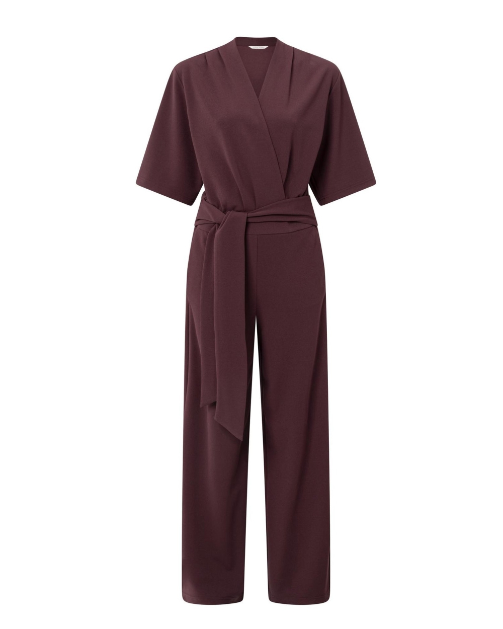 JUMPSUIT MET STRIKCEINTUUR BORDEAUX