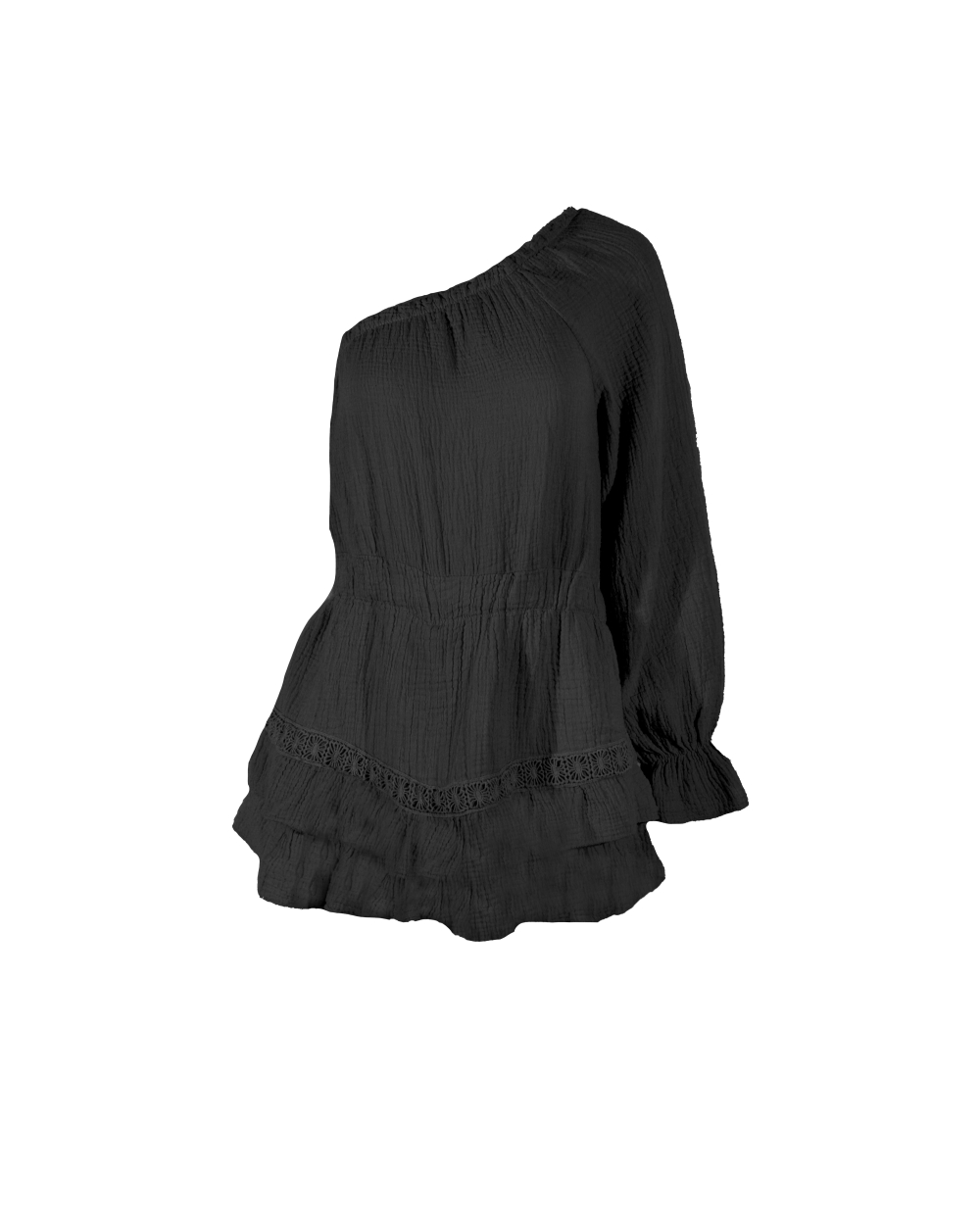 ONE SHOULDER PLAYSUIT RHODE ZWART