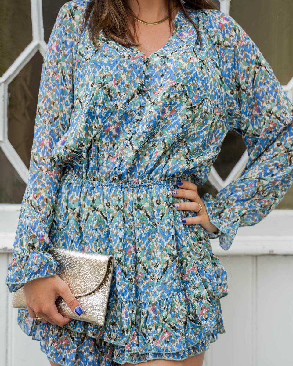 PLAYSUIT REBECCA BLAUW/GROEN