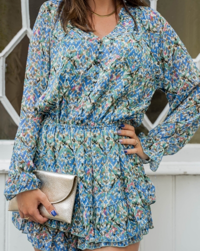 PLAYSUIT REBECCA BLAUW/GROEN