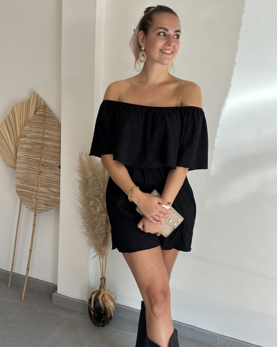Gossip PLAYSUIT OFF SHOULDER ZWART
