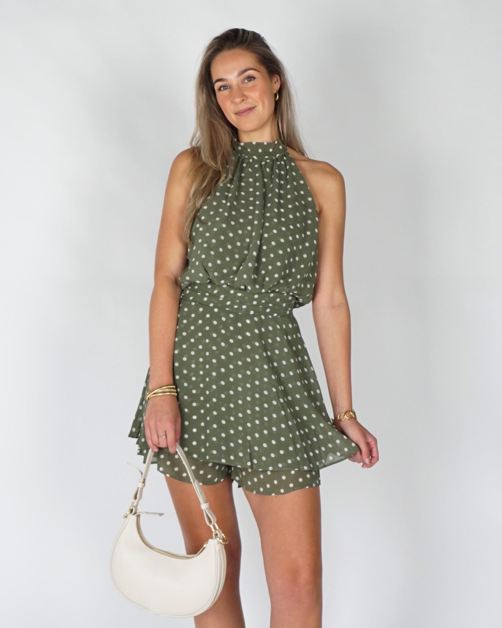 Gossip PLAYSUIT POLKADOT Khaki