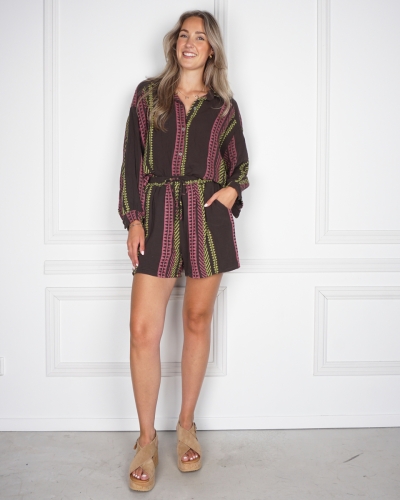 SET AZTEC PRINT DONKER BRUIN ROZE