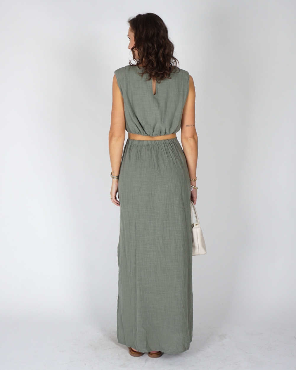 MAXI ROK EN TOP MET DETAIL GROEN