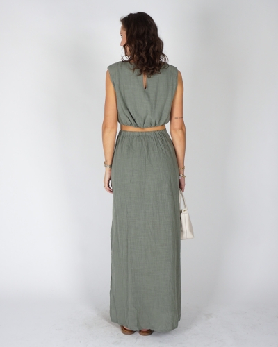 MAXI ROK EN TOP MET DETAIL GROEN
