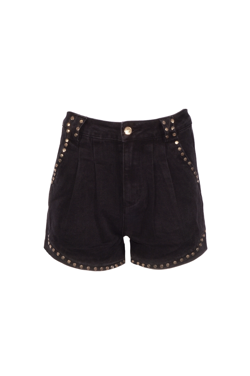SHORT MET STUDS ZWART