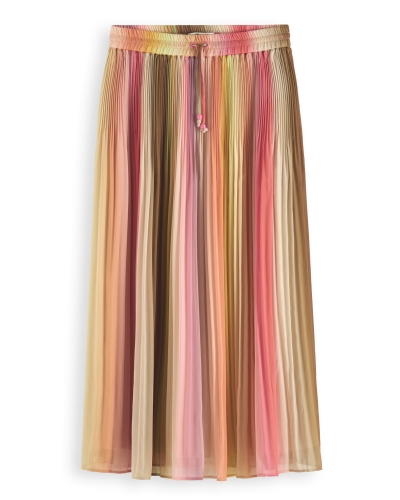 Scotch & Soda PLEATED CHIFFON MIDI SKIRT MULTI