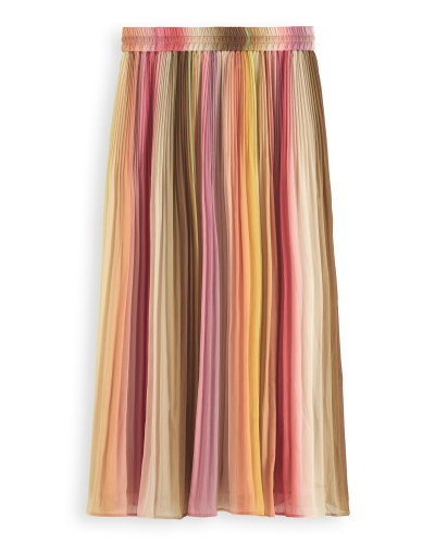PLEATED CHIFFON MIDI SKIRT MULTI