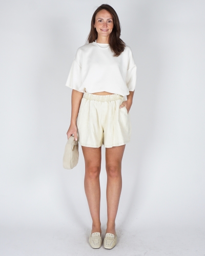 WIJDVALLENDE DENIM SHORT BEIGE