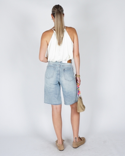 DESTROYED DENIM BERMUDA BLAUW