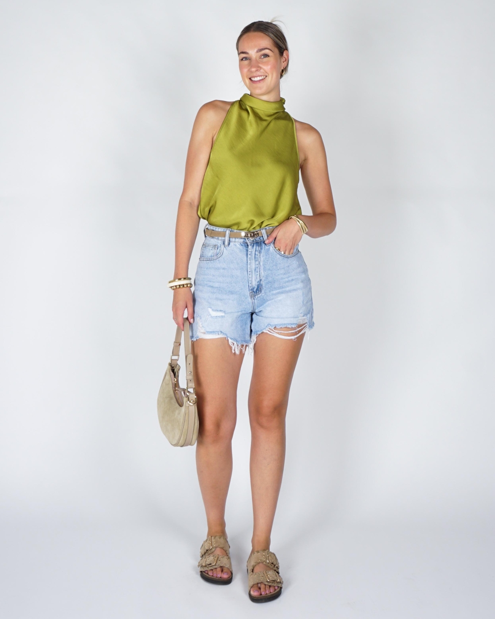 Gossip DENIM SHORT DESTROYED Blauw
