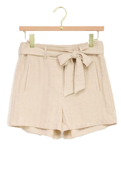 BEIGE SHORT LINNEN LOOK