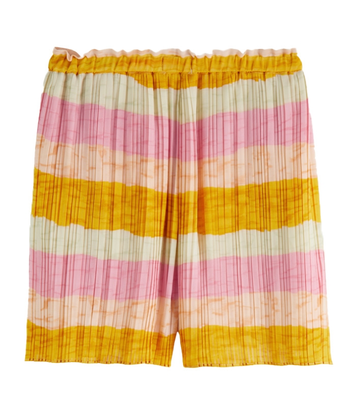 PRINTED PLEATED HIGH-RISE SHORT