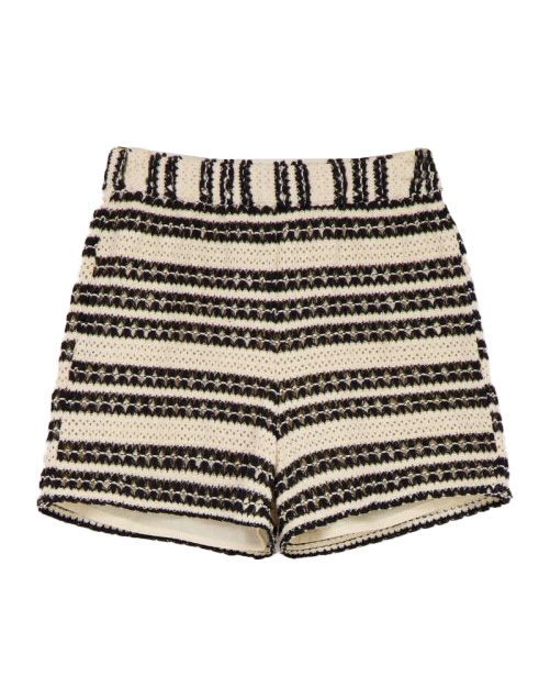 CROCHET SHORT BEIGE/ZWART