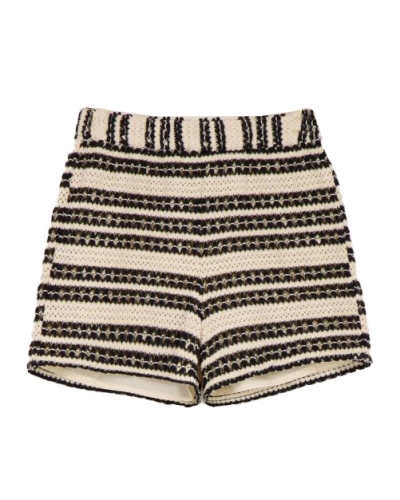 CROCHET SHORT BEIGE/ZWART