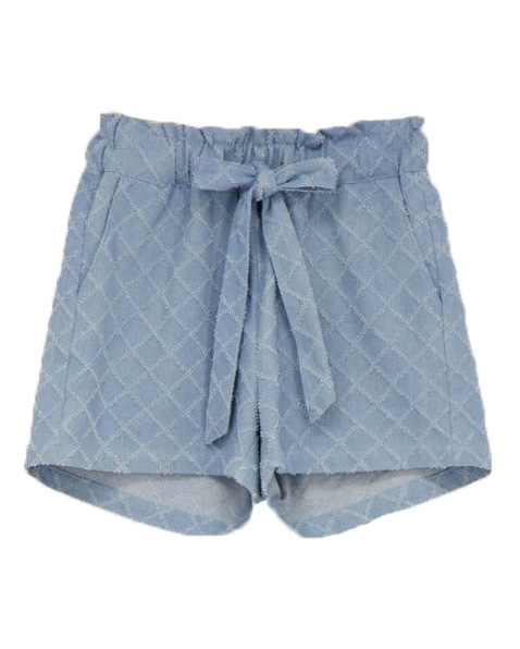 GEWEVEN SPIJKER SHORT BLAUW