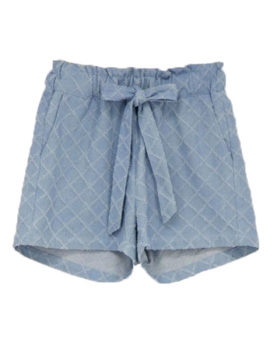 GEWEVEN SPIJKER SHORT BLAUW