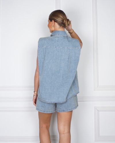 SHORT SOFIA BLAUW STRASS 