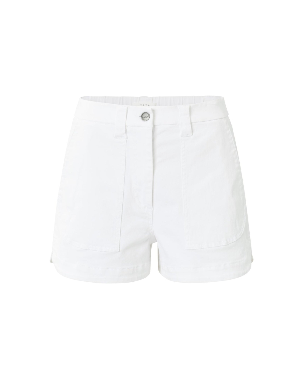 CARGOSHORT MET OPGESTIKTE ZAKKEN EN ELASTISCHE TAILLE WIT