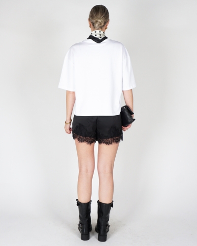SATIJNEN LACE SHORT ZWART