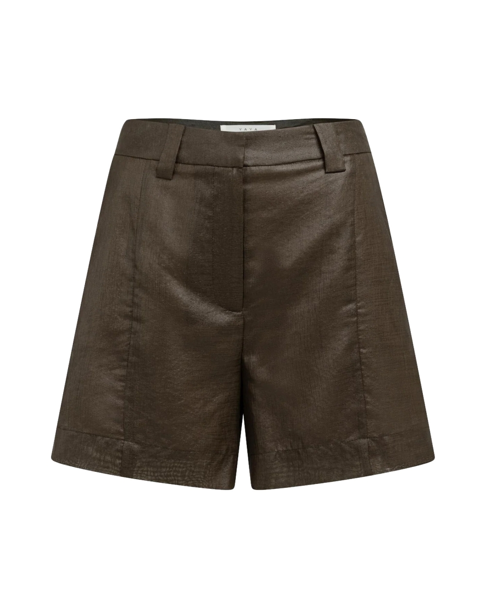 LEATHER LOOK SHORT DONKER BRUIN