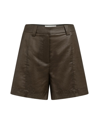 LEATHER LOOK SHORT DONKER BRUIN